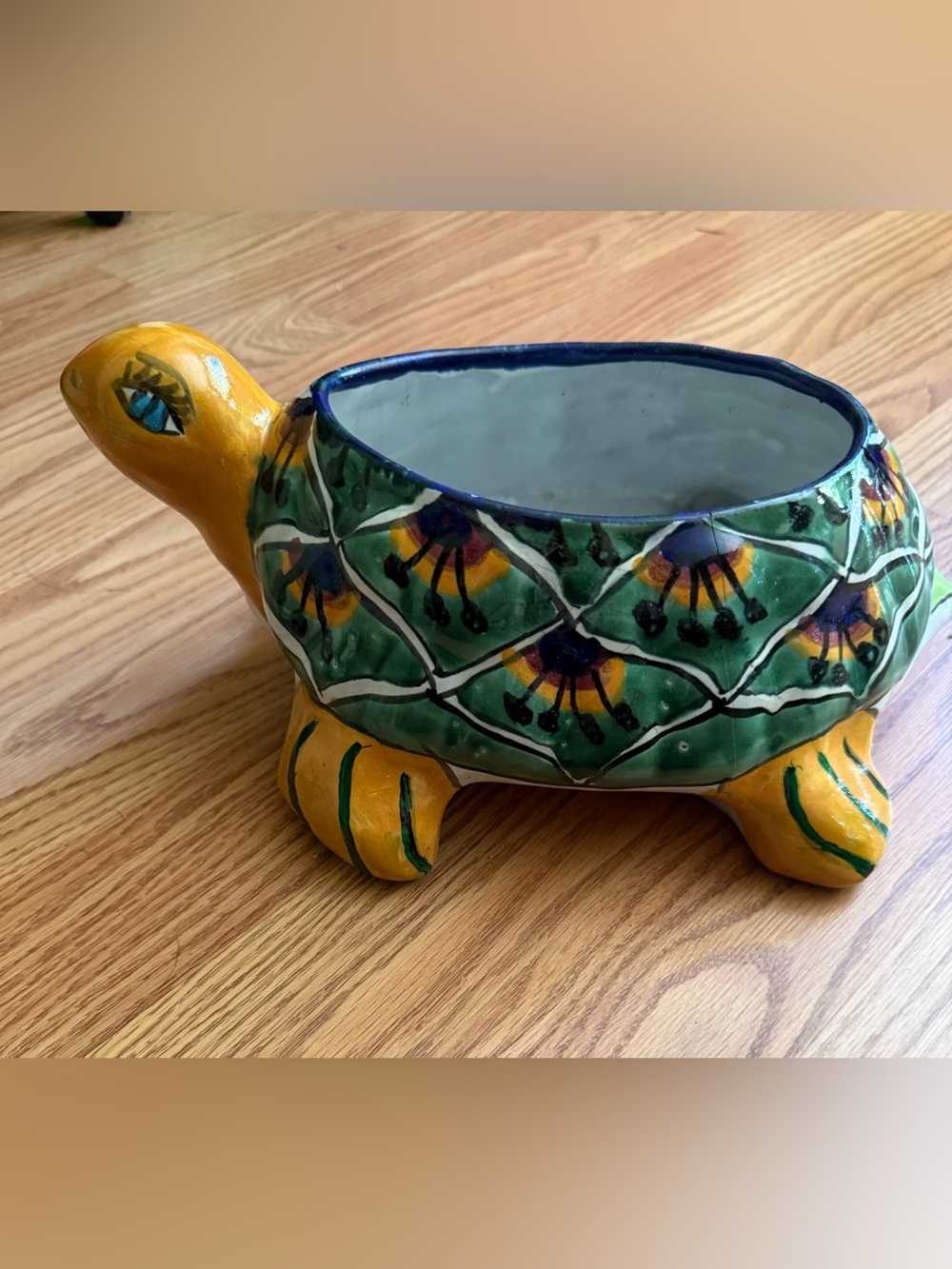 Large talavera pottery turtle planter
